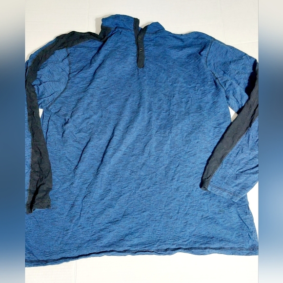 ⭐️3/$15 Modern Culture 4X Long Sleeve 100% Cotton Blue and Black Hooded Shirt - Picture 2 of 10